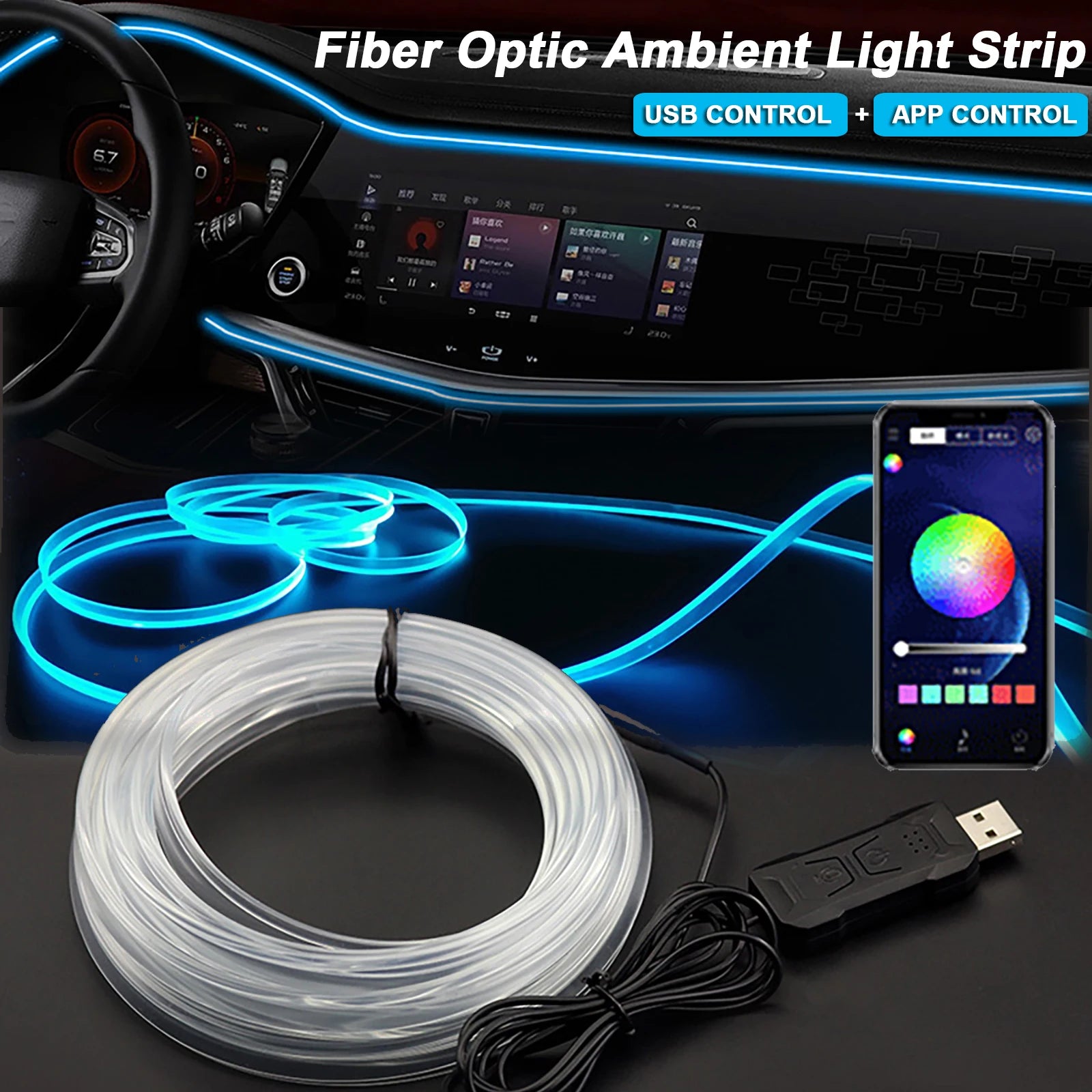 Luces LED RGB para Autos – Control App & Sonido | Personaliza Tu Estilo Interior